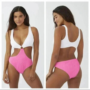 4/$25 NEW Cotton On Cut Out Ring One Piece Brazilian Swim Suit Sz L 🍋🍊